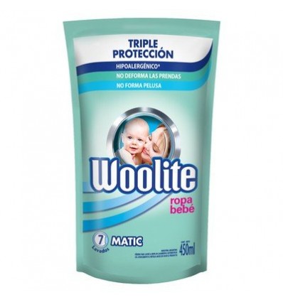 DET.WOOLITE BEBE MAQ LAV MANO DP 450CC x 12 un.