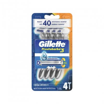 GILLETTE PRESTOBARBA 3 4UN x 6 un.