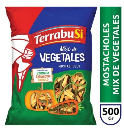 FIDEOS TERRABUSI MOSTACHOL 3 VEGETAL 500GR x 15 un.