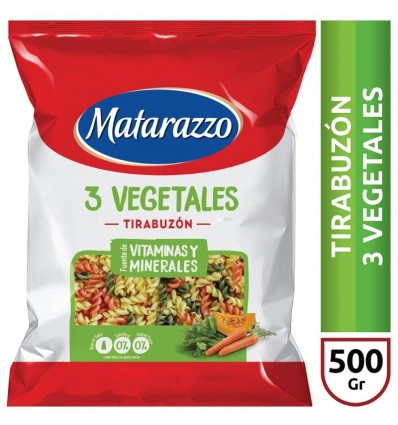 FIDEOS MATARAZZO TIRABUZON 3 VEGETAL 500GR x 15 un.