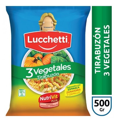 FIDEOS LUCCHETTI TIRABUZON 3 VEGETAL 500GR x 15 un.