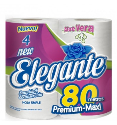 PAPEL HIG ELEGANTE S H ALOE VERA 80MT 4UN x 10 un.