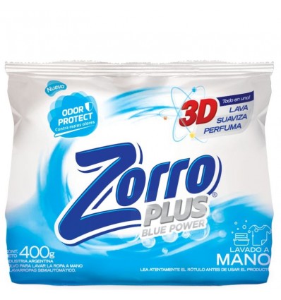 DET.POLVO ZORRO BLUE POWER REGULAR 400GR x 36 un.