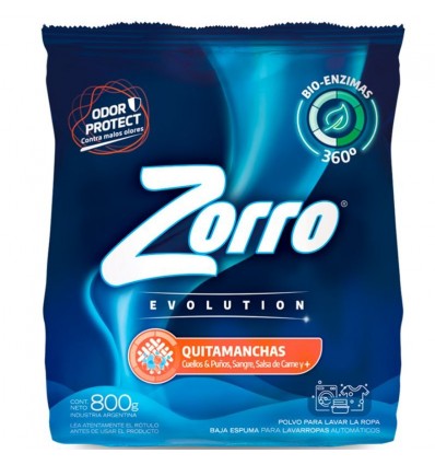 DET.POLVO ZORRO EVOLUTION QUITAMANCHA 800G x 20 un.