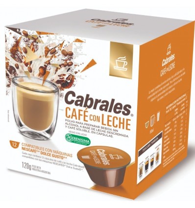 CAPSULAS CABRALES CAFÉ CON LECHE 12X10GR x 3 un.
