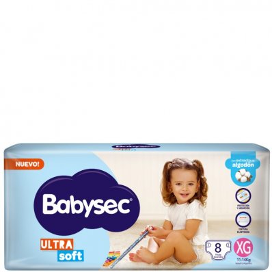 PAÑALES BABYSEC ULTRASOFT XGDE 8UN x 1 un.