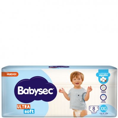 PAÑALES BABYSEC ULTRASOFT XXGDE 8UN x 1 un.