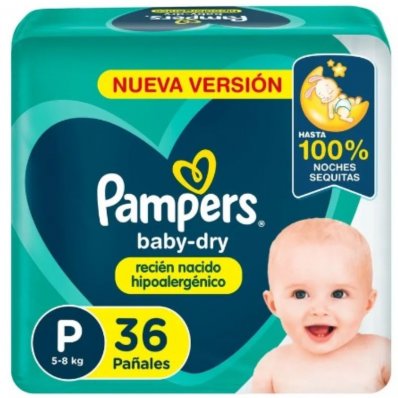 PAÑALES PAMPERS BABYDRY PEQUEÑO 36UN x 1 un.