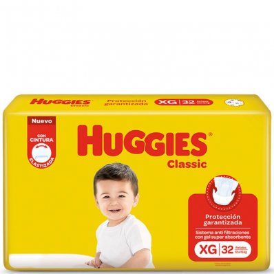 PAÑALES HUGGIES CLASSIC JUMBO XGDE 32UN x 1 un.