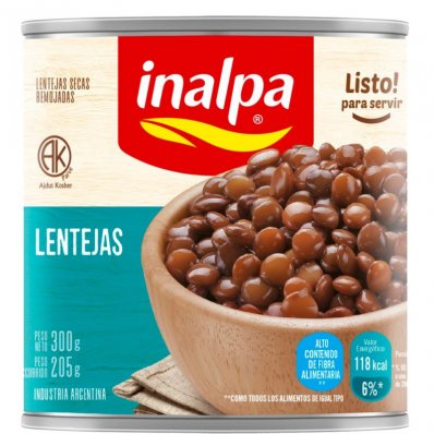 LENTEJAS INALPA AL NATURAL LATA 300GR x 12 un.